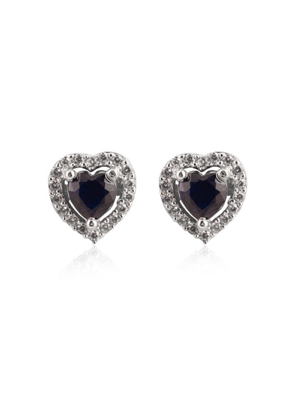 Elegant Heart Black Sterling Silver 92.5 Earring
